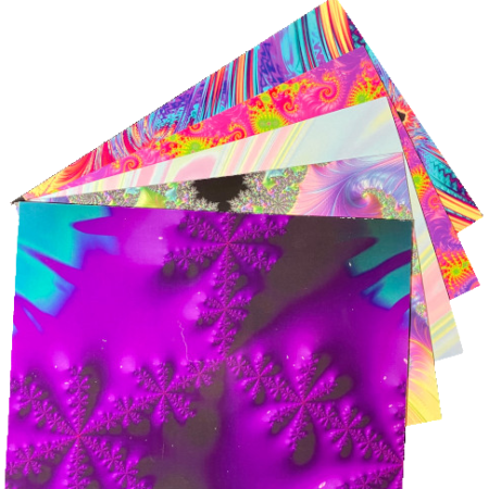 all five psychedelic fractal postcards